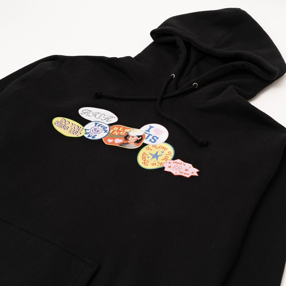 The Secret of Us Sticker Design Black Hoodie detail
