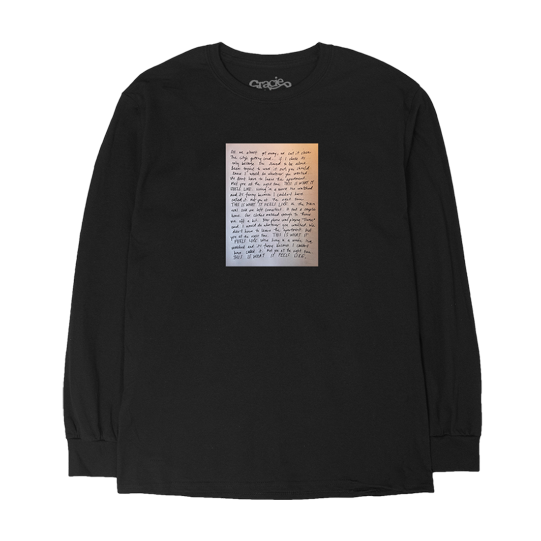 Journal Page Black Longsleeve Tour T-Shirt Front
