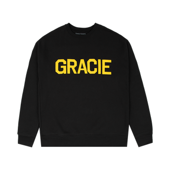 Gracie Black Varsity Crewneck Sweatshirt Front