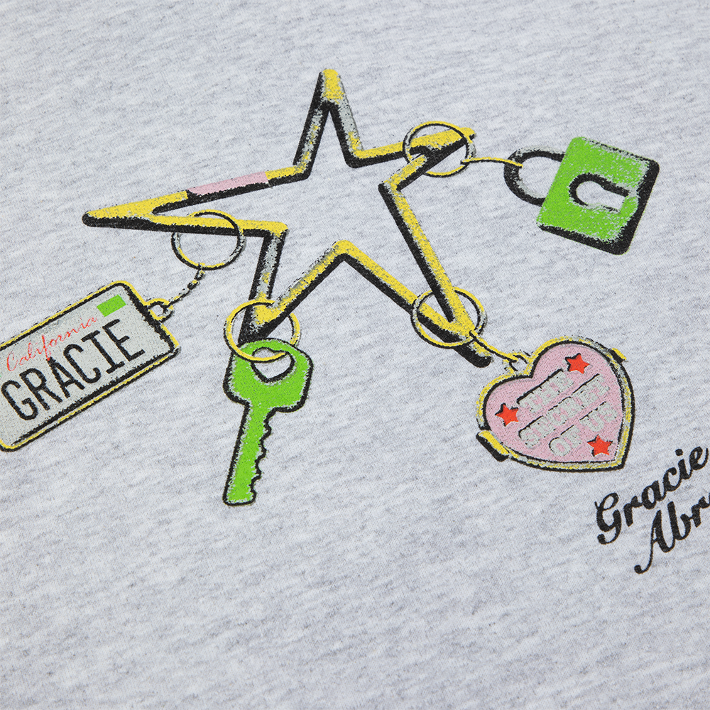 California License Plate Charm Popup Grey Hoodie Front Detail