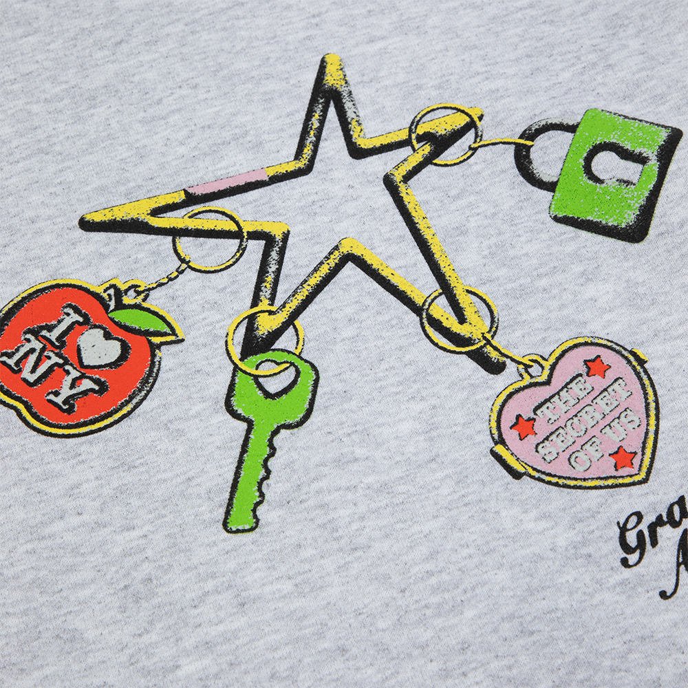 New York Apple Charm Popup Grey Hoodie Front Detail