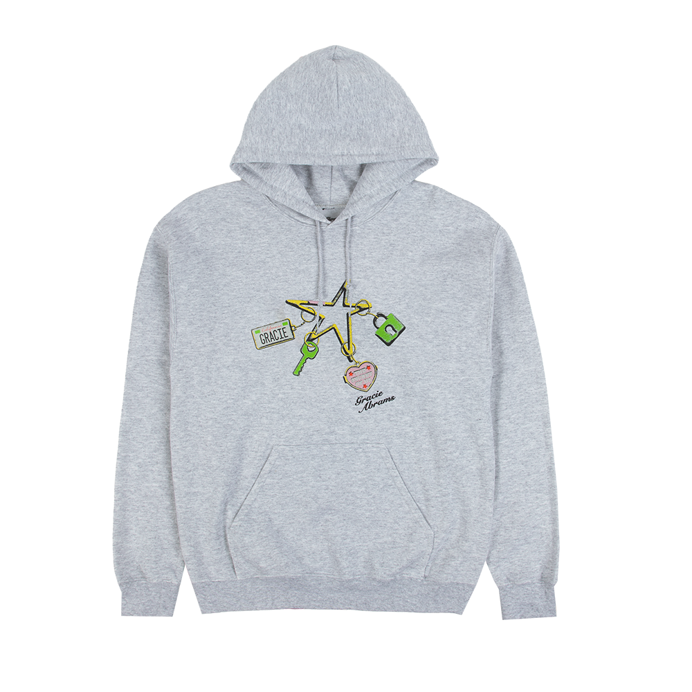 California License Plate Charm Popup Grey Hoodie Front