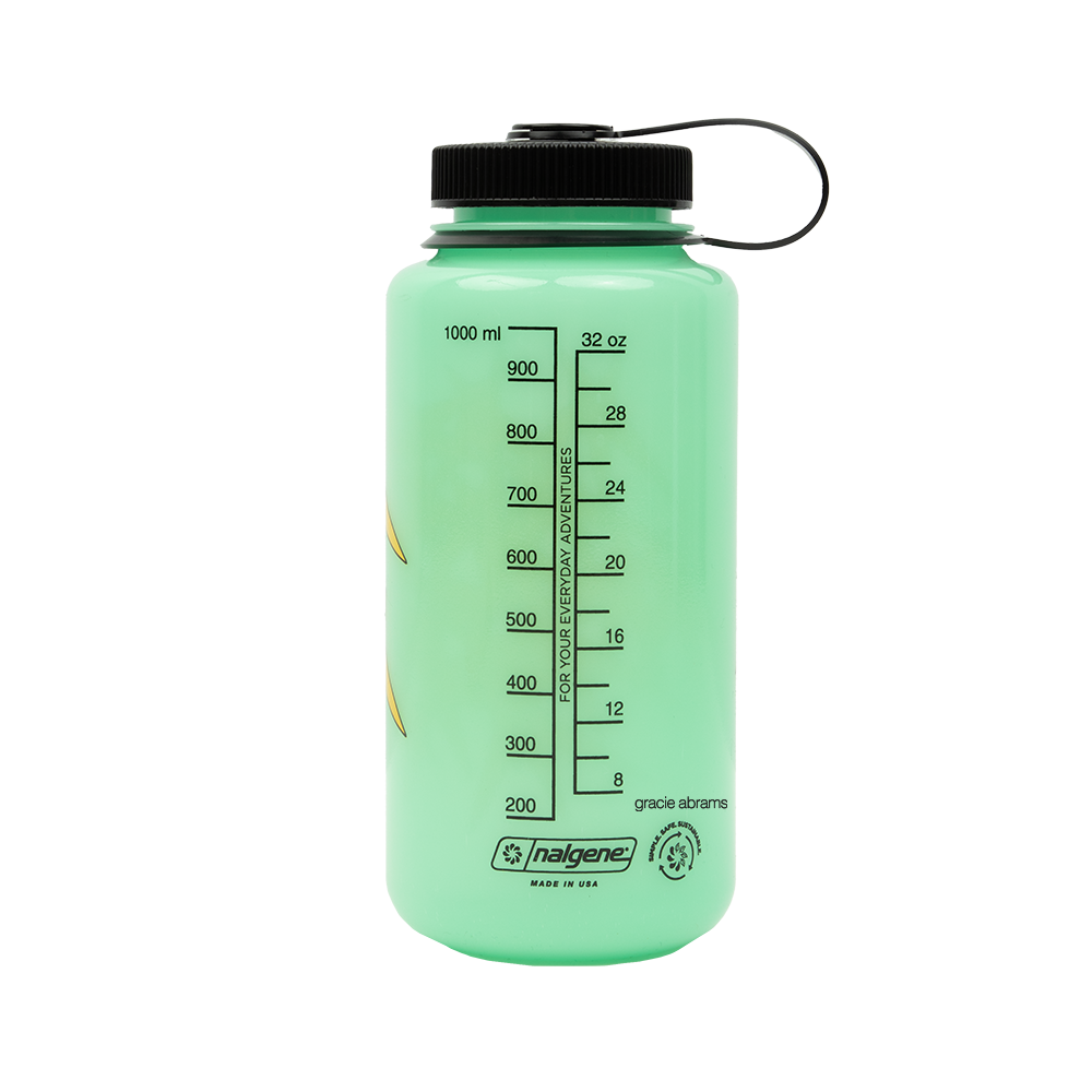 Glow Green Star Splatter Water Bottle