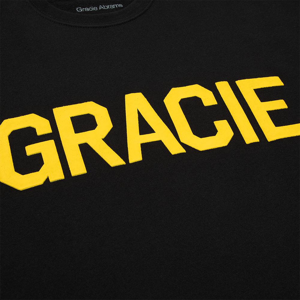 Gracie Black Varsity Crewneck Sweatshirt Detail