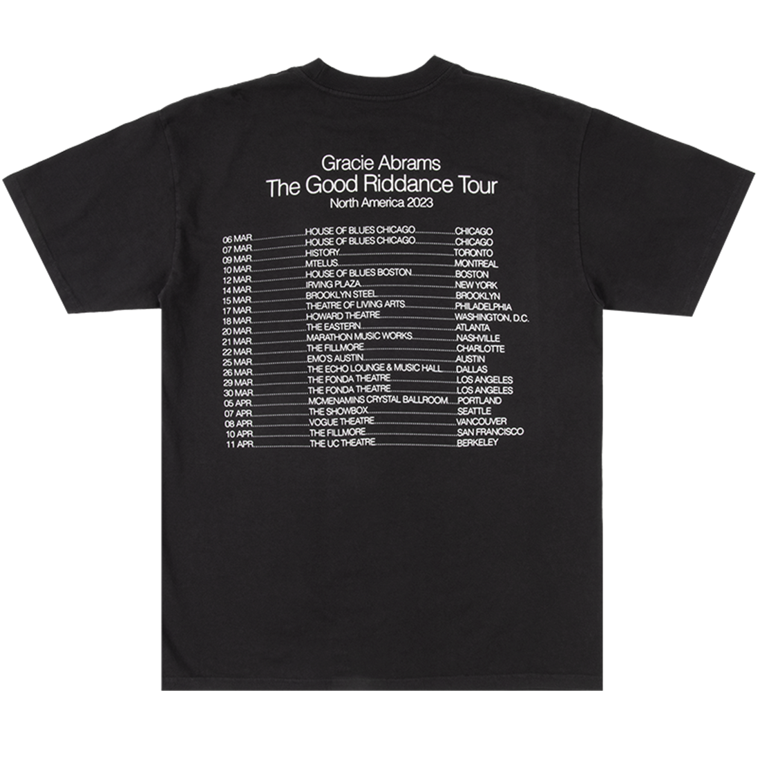 Good Riddance Tour Dateback Black T-Shirt Back