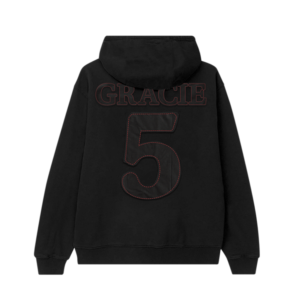 Gracie 5-Year Upcycled Star Patch Black Hoodie back