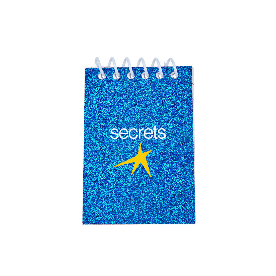 Secrets Blue Glitter Mini Notepad Front