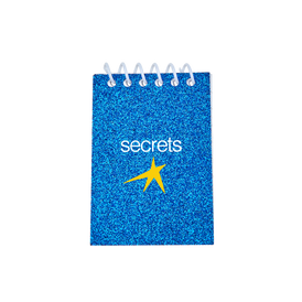 Secrets Blue Glitter Mini Notepad Front