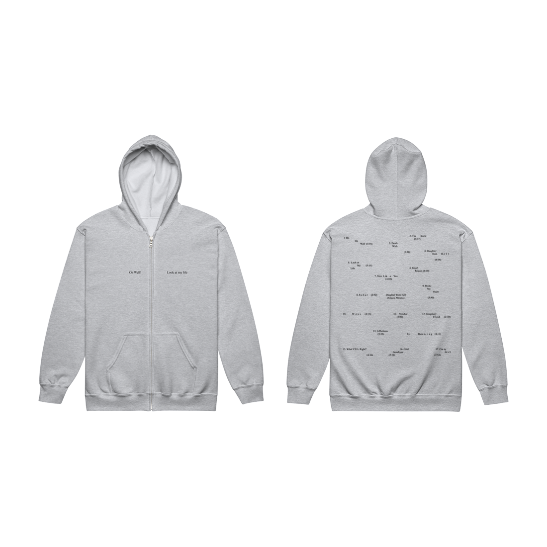 Daughter from Hell Tracklist Zip-Up Hoodie Front + Back