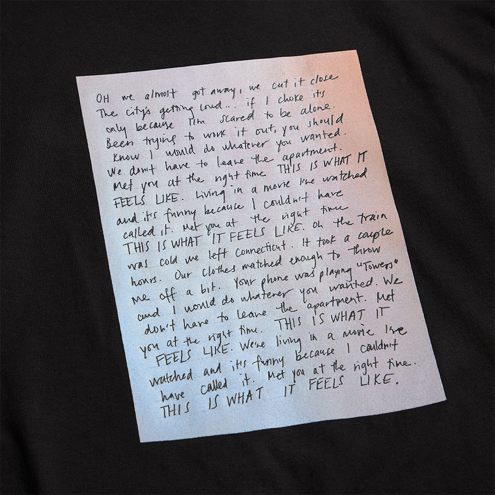 Journal Page Black Longsleeve Tour T-Shirt front detail