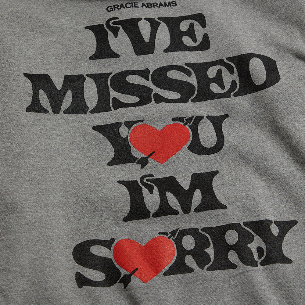 i've missed you, i'm sorry heather gray hoodie back detail
