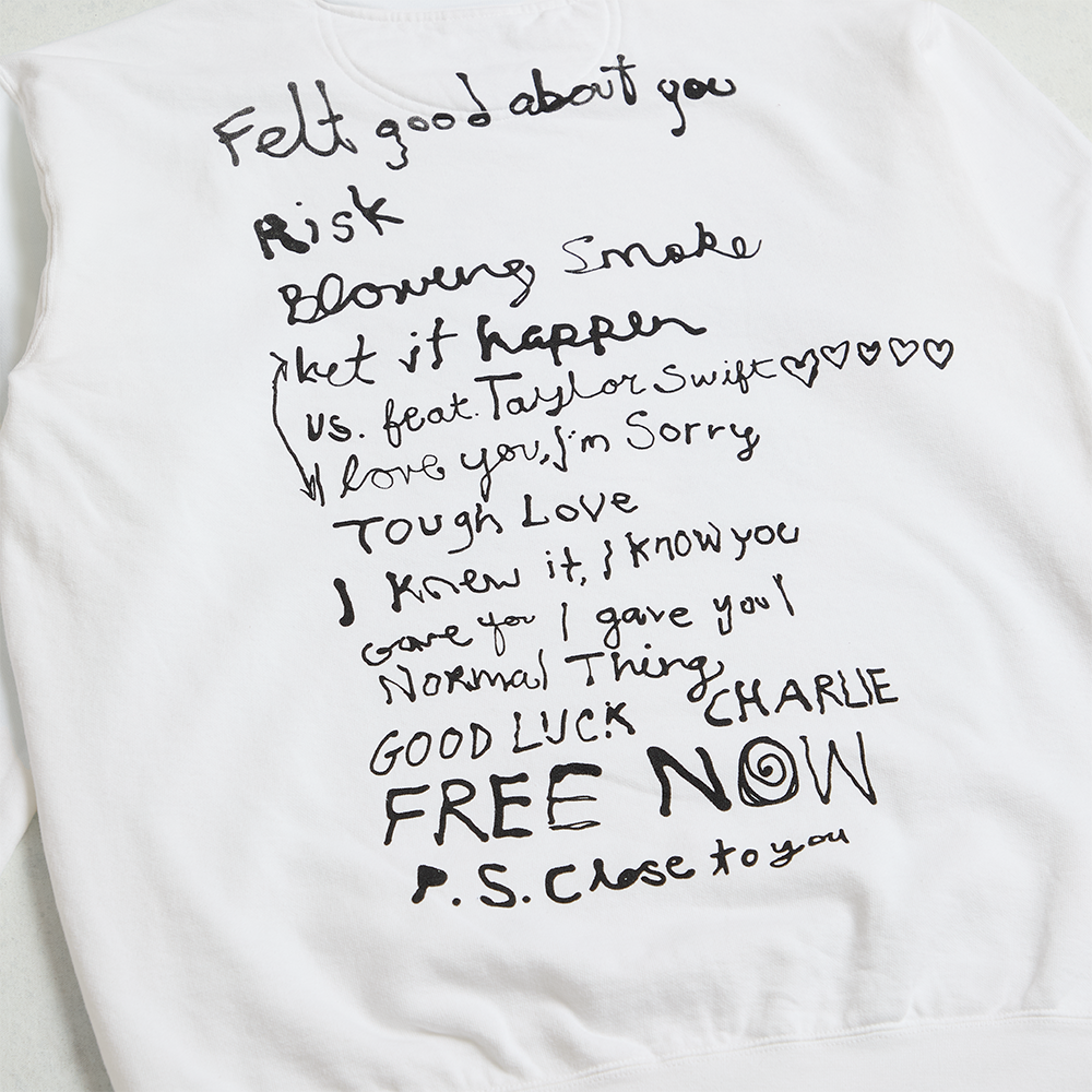 The Secret of Us Tracklist Crewneck Pullover back detail