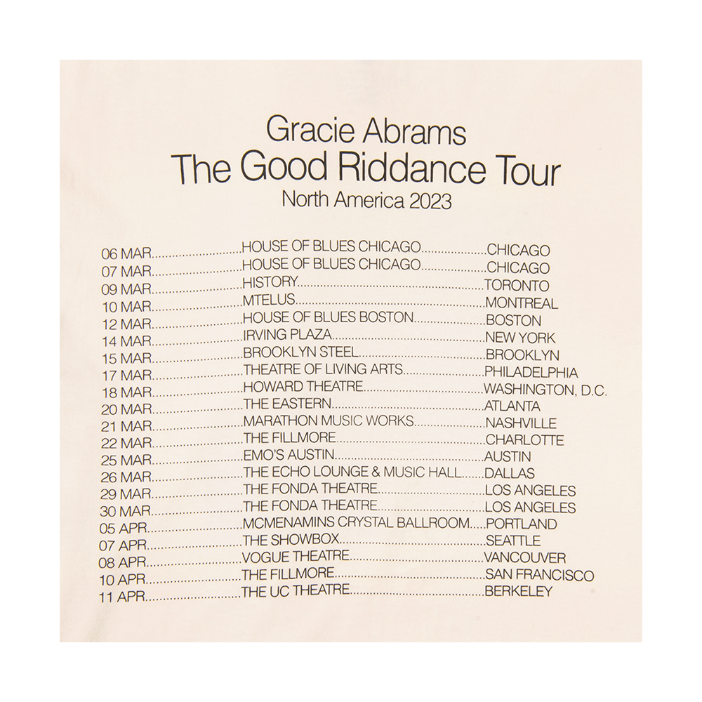 Good Riddance Tour Album Cover Cream T-Shirt Dates